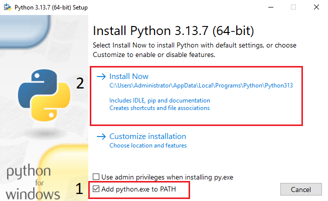 Python Kurulum Ekranı