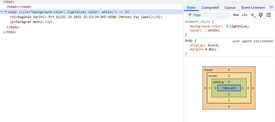 JavaScript Geliştirici Konsol 