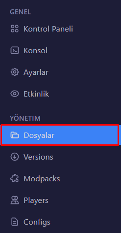 Dosyalar sayfası