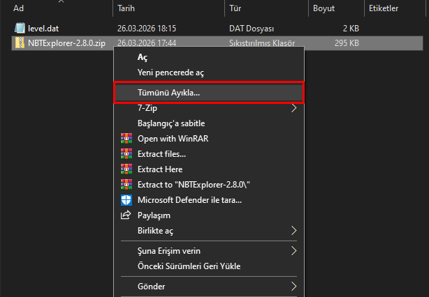 zip çıkartma