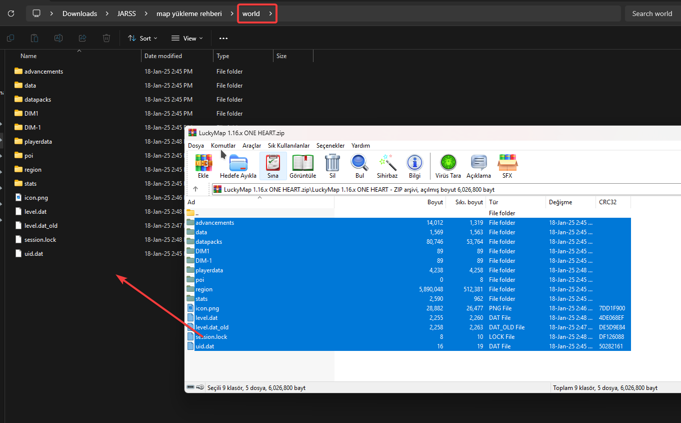 World Klasörü İçeriği