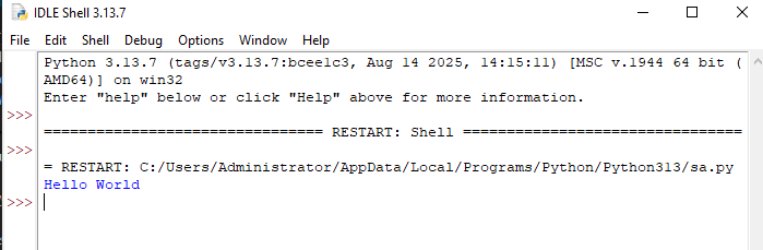 Phyton Shell Ekran Görüntüsü