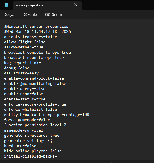 Server ayarları